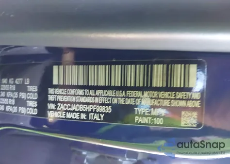 2017 Jeep Renegade Limited Fwd z USA, uszkodzony, nr VIN ZACCJADB5HPF99835